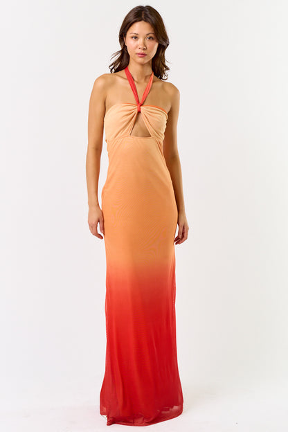 Halter Neck Ombre Maxi Dress