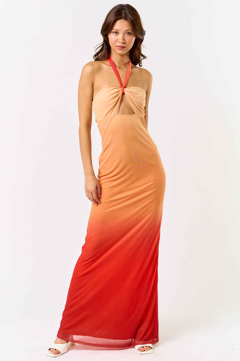 Halter Neck Ombre Maxi Dress Orange / Large Halter Neck Ombre Maxi Dress Orange / Large