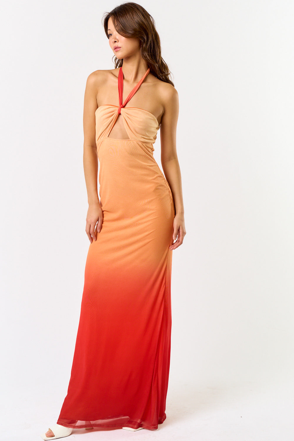 Halter Neck Ombre Maxi Dress
