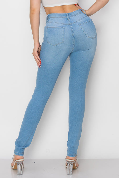 BO-308 stretch high waist distressed skinny jeans