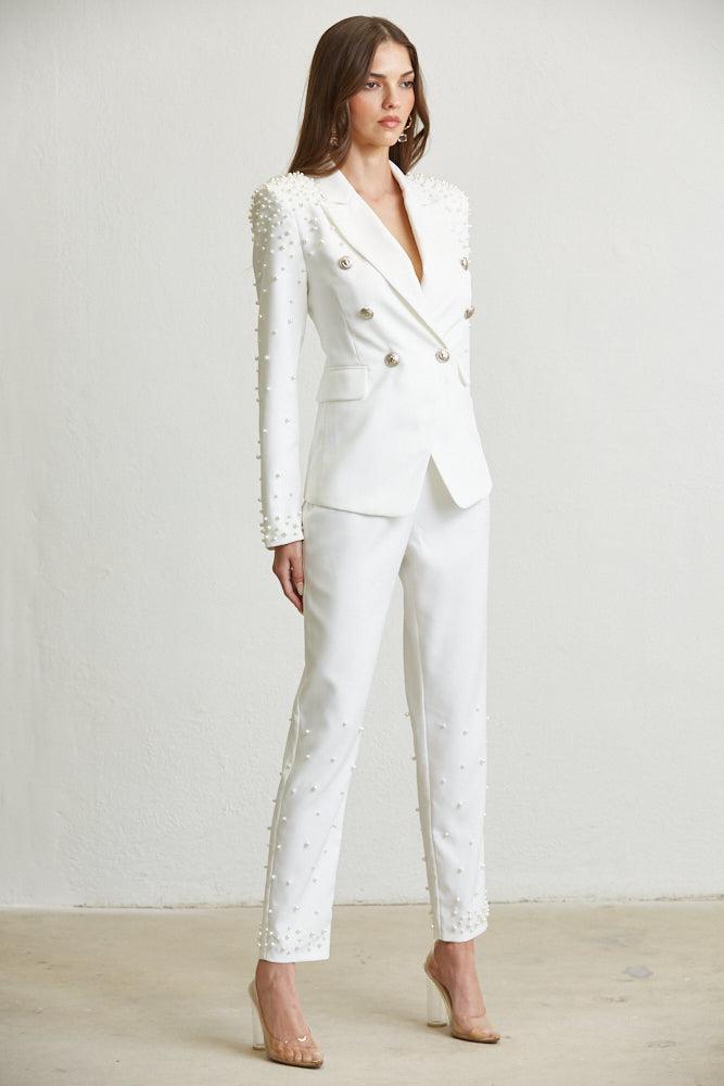 2pc set- Pearl embellished blazer & pants