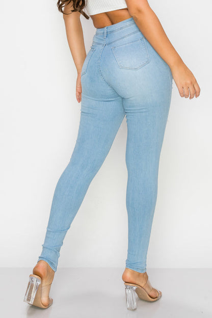 LO-192 high waist stretch ripped skinny jeans