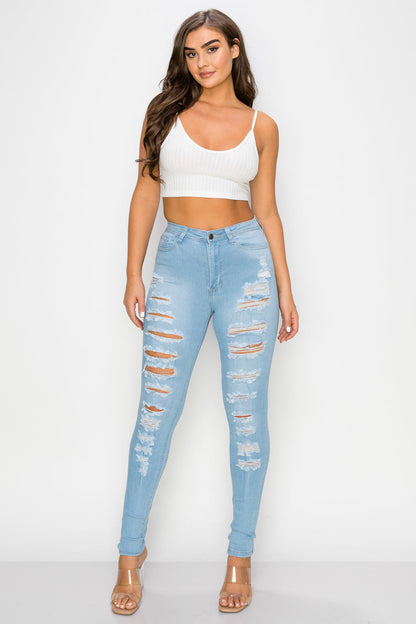 LO-199 jeans ajustados y elásticos con cintura alta