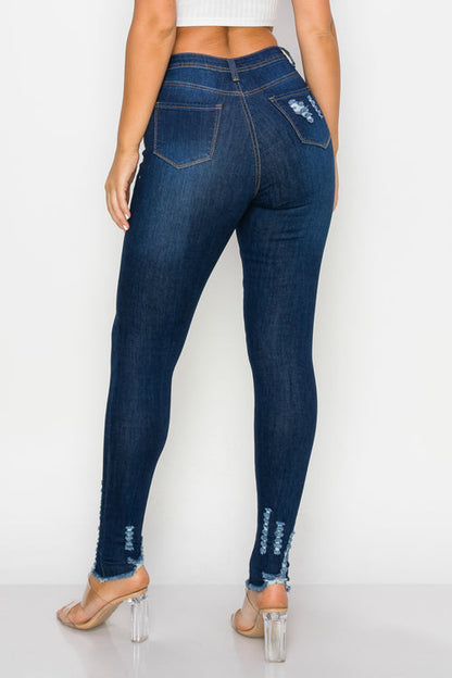 LO-197 High rise stretch distressed skinny jeans