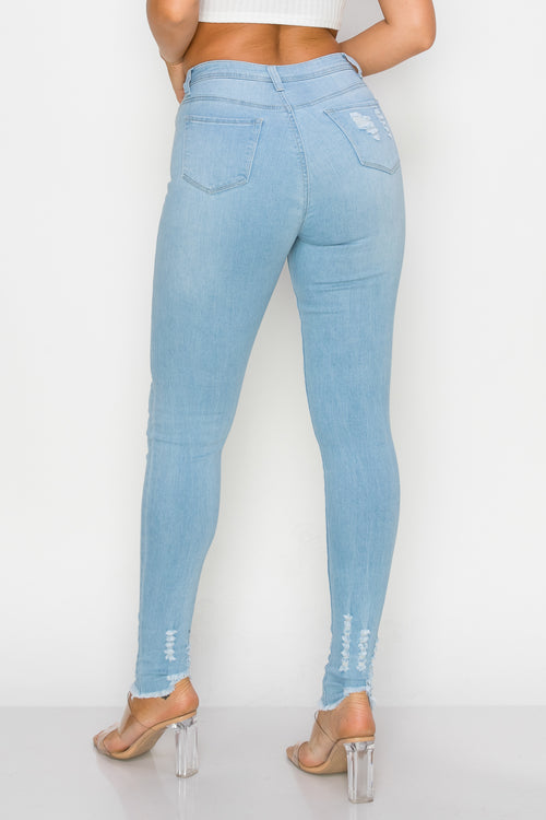 LO-195 High rise distressed skinny jeans