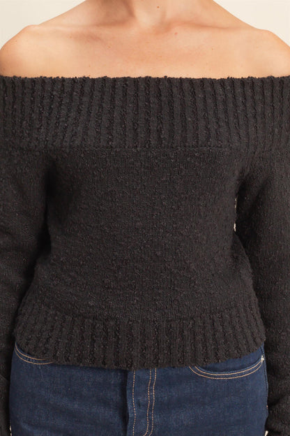 off the shoulder long sleeve sweater