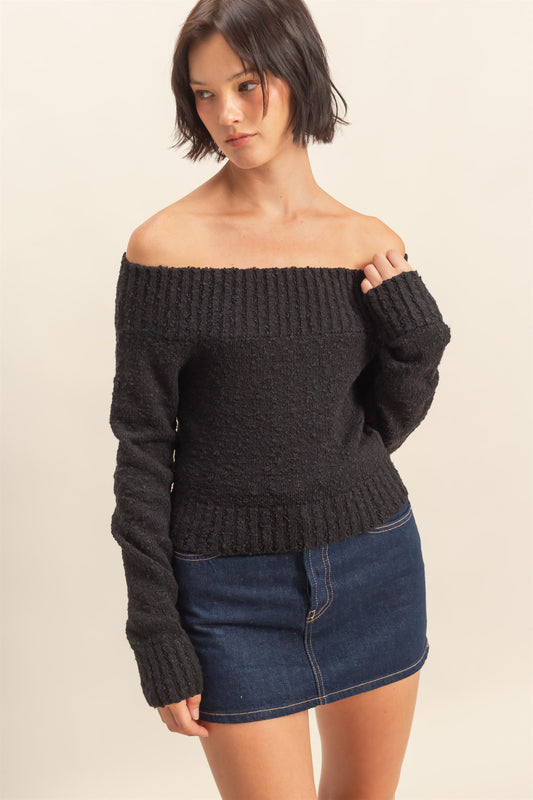 off the shoulder long sleeve sweater