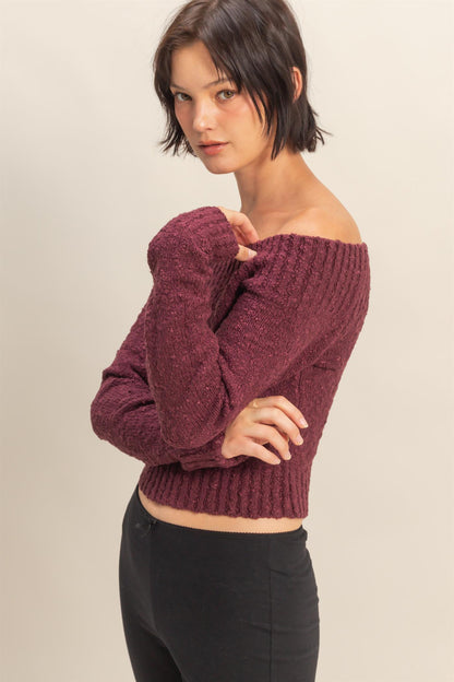 off the shoulder long sleeve sweater