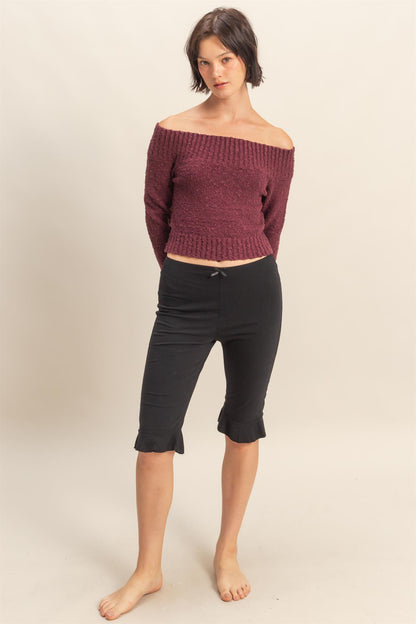 off the shoulder long sleeve sweater