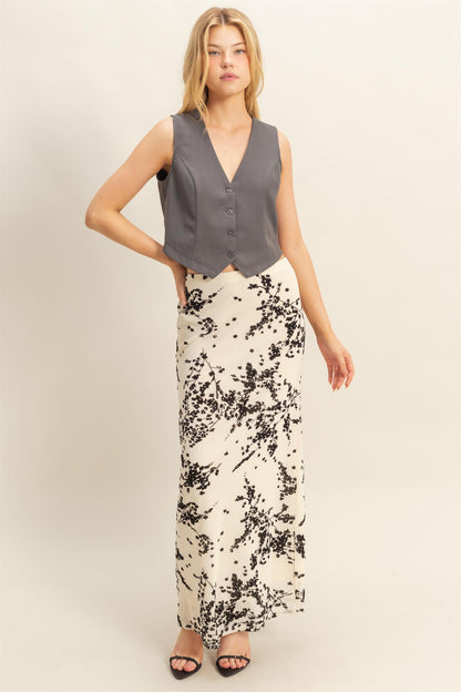 floral burnout velvet maxi skirt