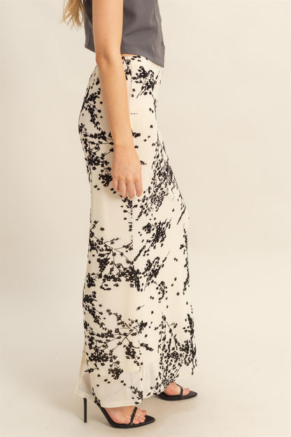 floral burnout velvet maxi skirt