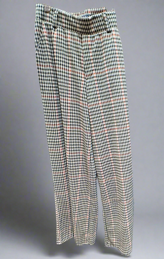 pull on high waist plaid pants