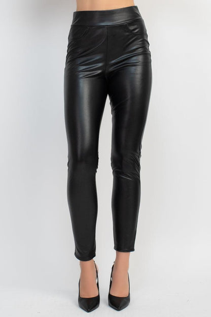 brushed faux leather leggings - alomfejto