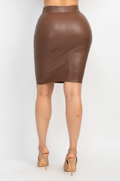 faux leather pencil skirt - alomfejto