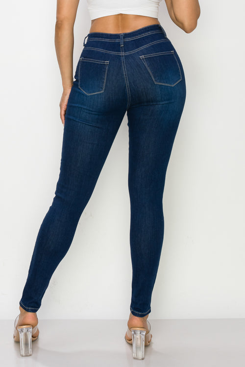 LV-126 DARK jeans ajustados elásticos de cintura alta 