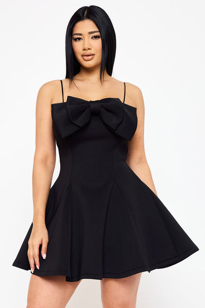 neoprene bow front fit & flare dress