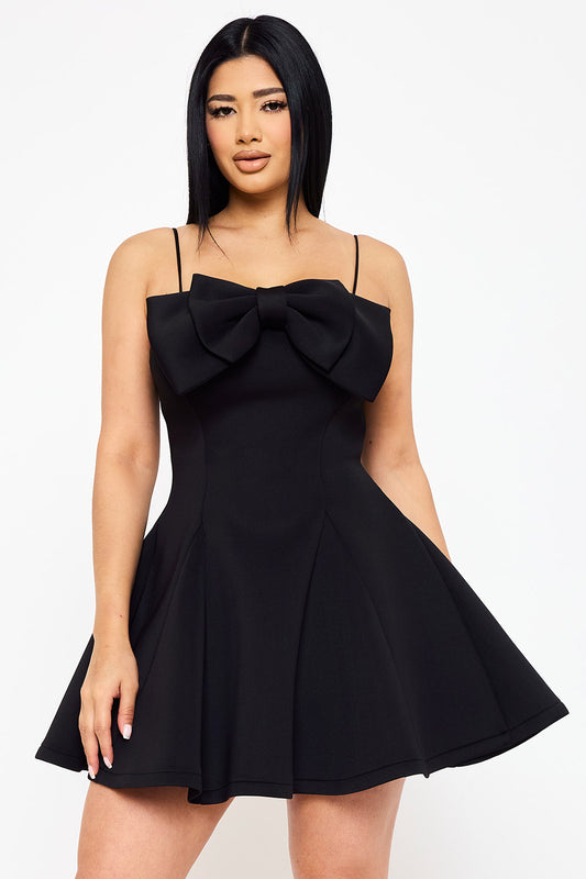 neoprene bow front fit & flare dress
