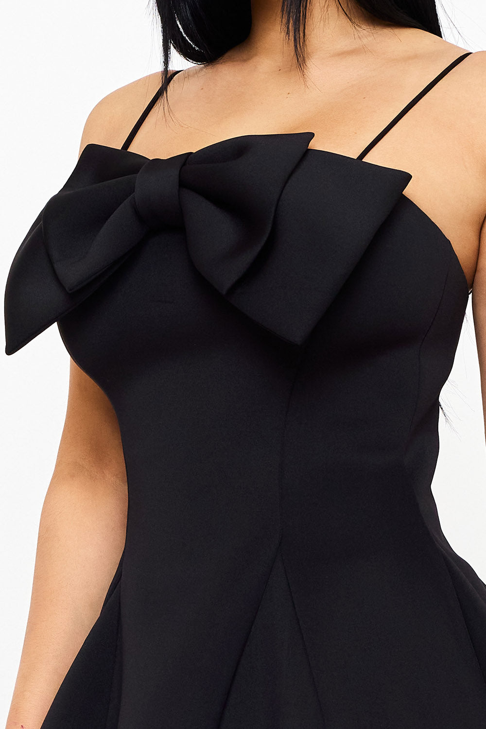 neoprene bow front fit & flare dress