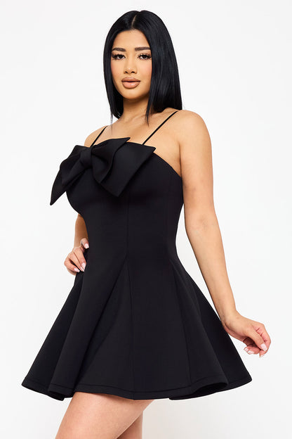 neoprene bow front fit & flare dress