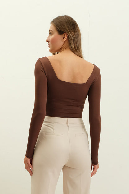 seamless square neck long sleeve bodysuit