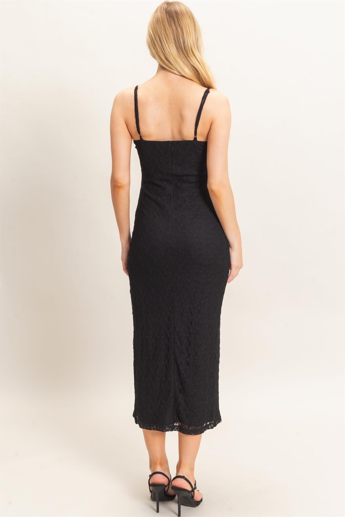 Lace Leg Split Sleeveless Midi Dress