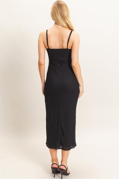 Lace Leg Split Sleeveless Midi Dress