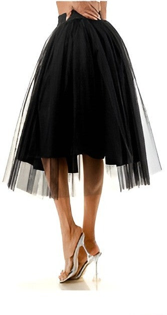 layered tulle midi skirt