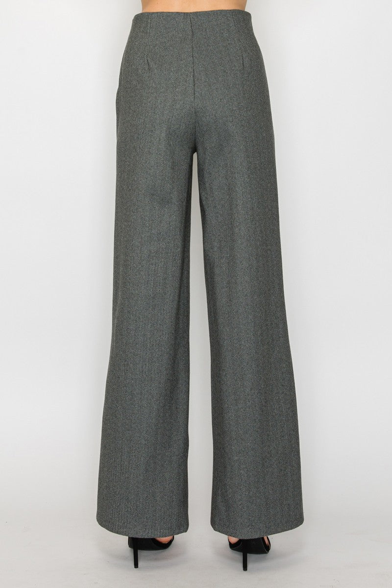 herringbone high waist wide leg pants