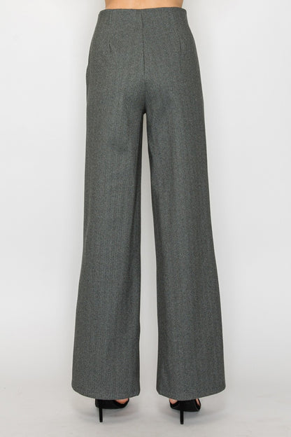herringbone high waist wide leg pants