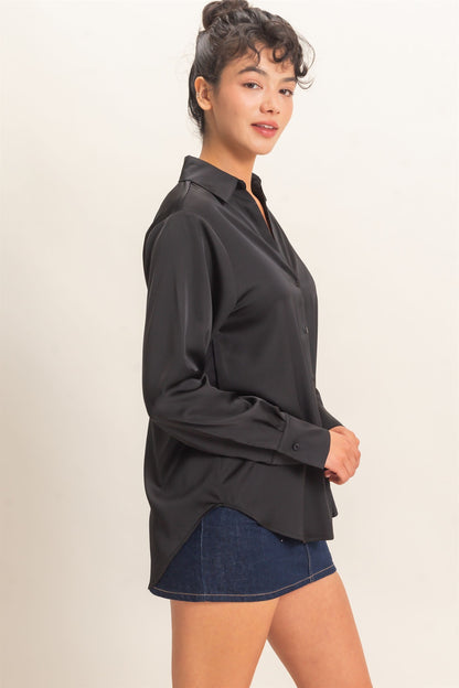 Satin Button Down Blouse