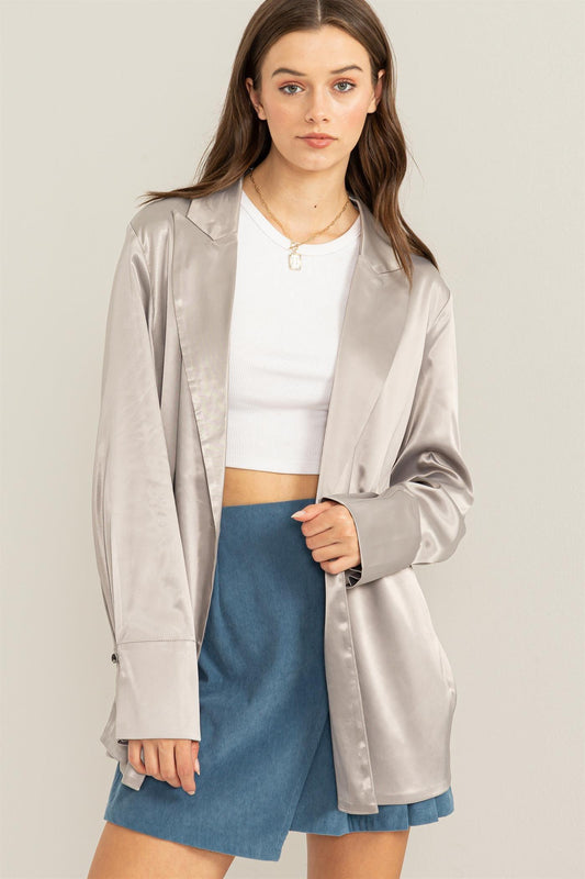 satin double breasted blazer