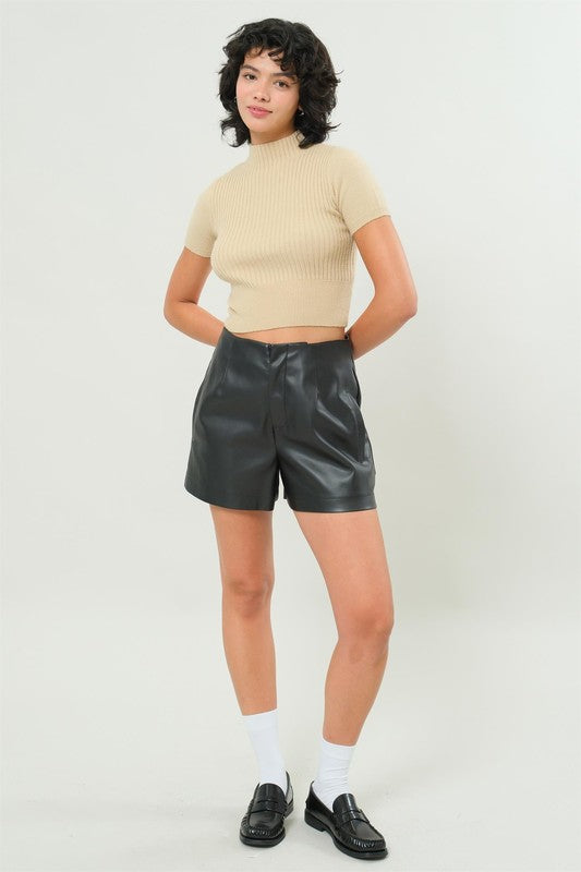 faux leather high waist shorts