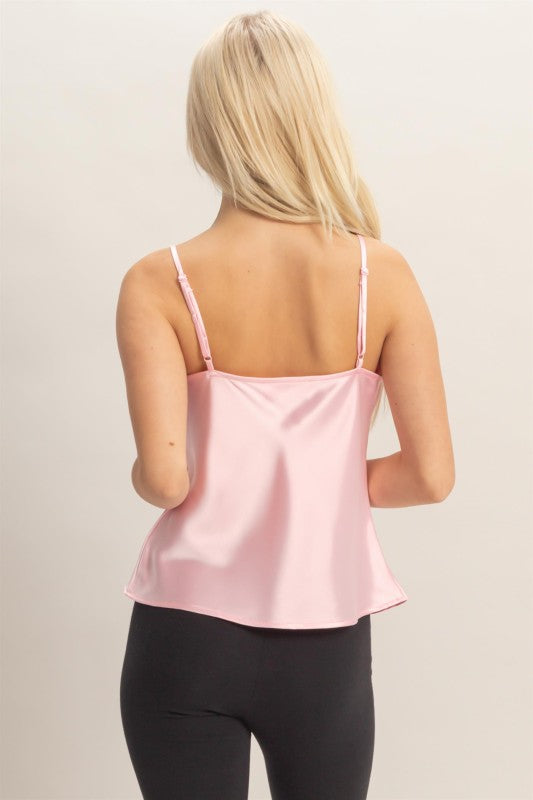Cowl Neck Satin Cami Top