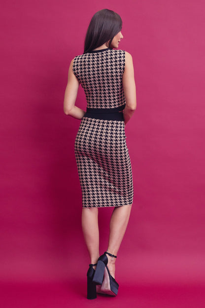 2pc set- Houndstooth Knit Top & Midi Skirt