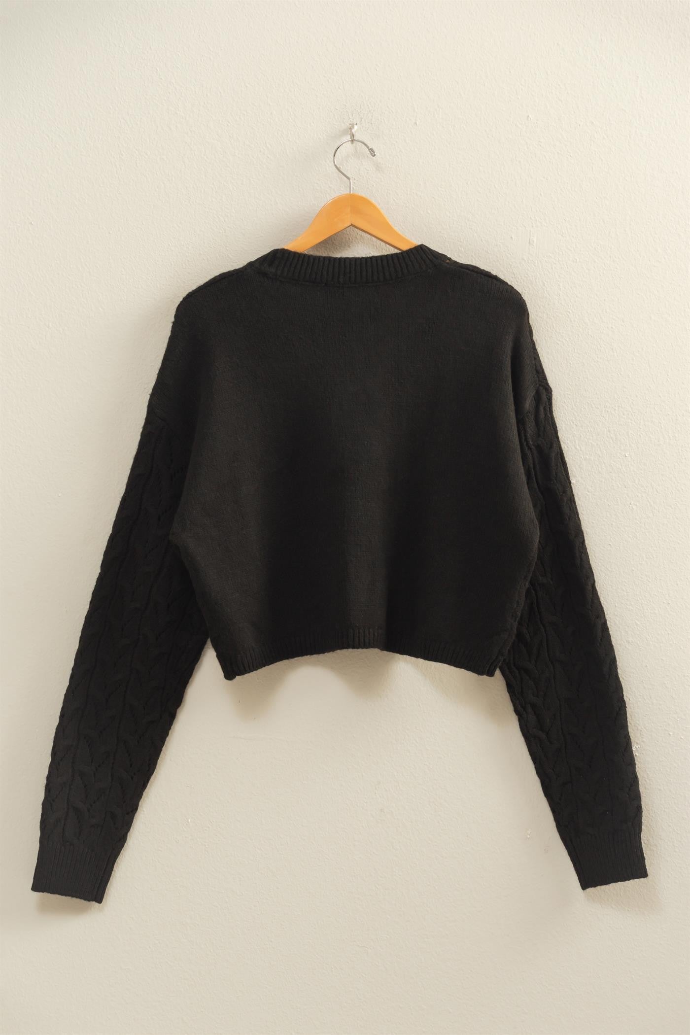 Cropped Cable Knit Sweater