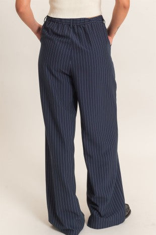 Pinstripe Wide-leg Trousers