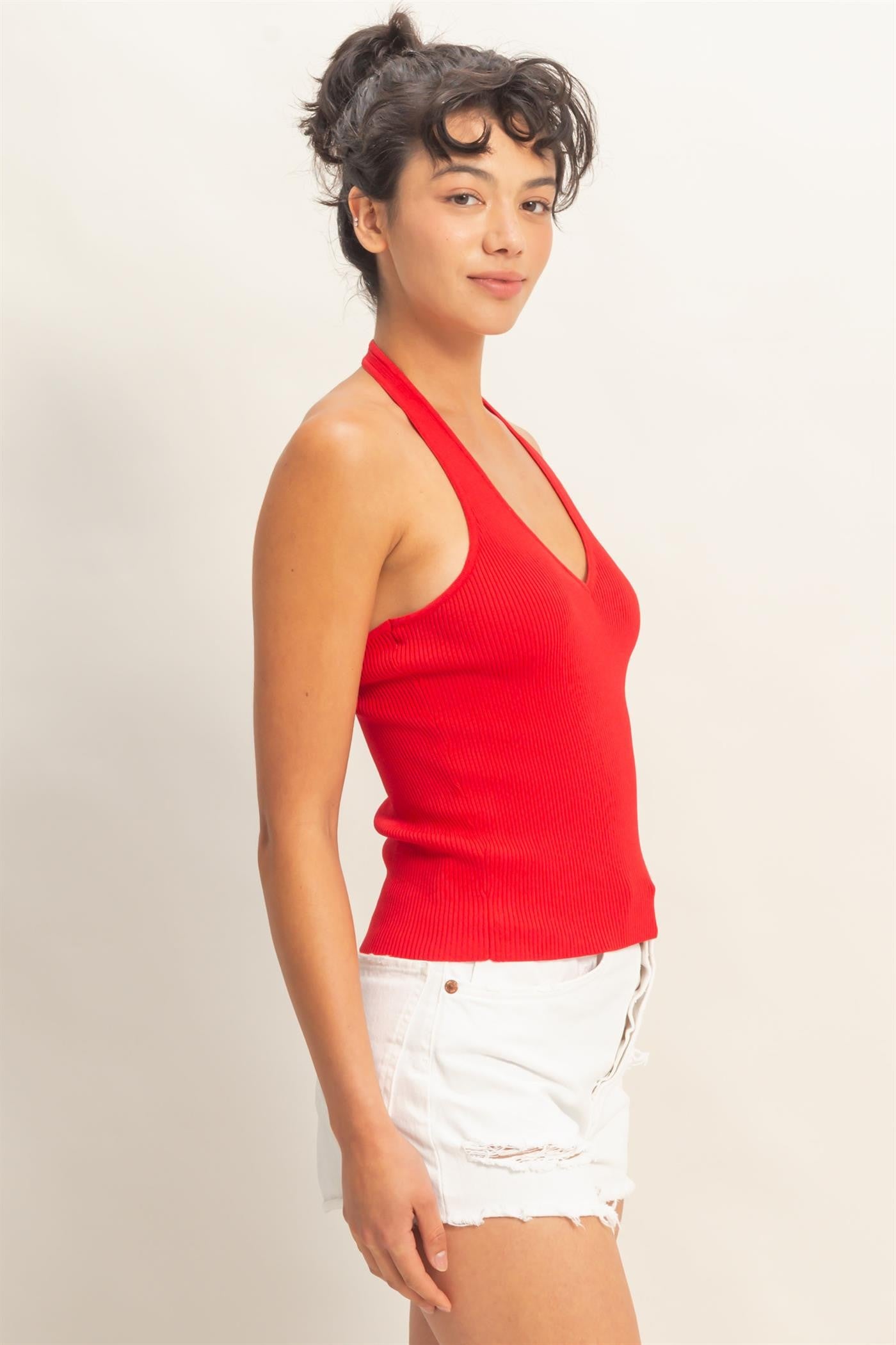 Ribbed Halter Neck Top