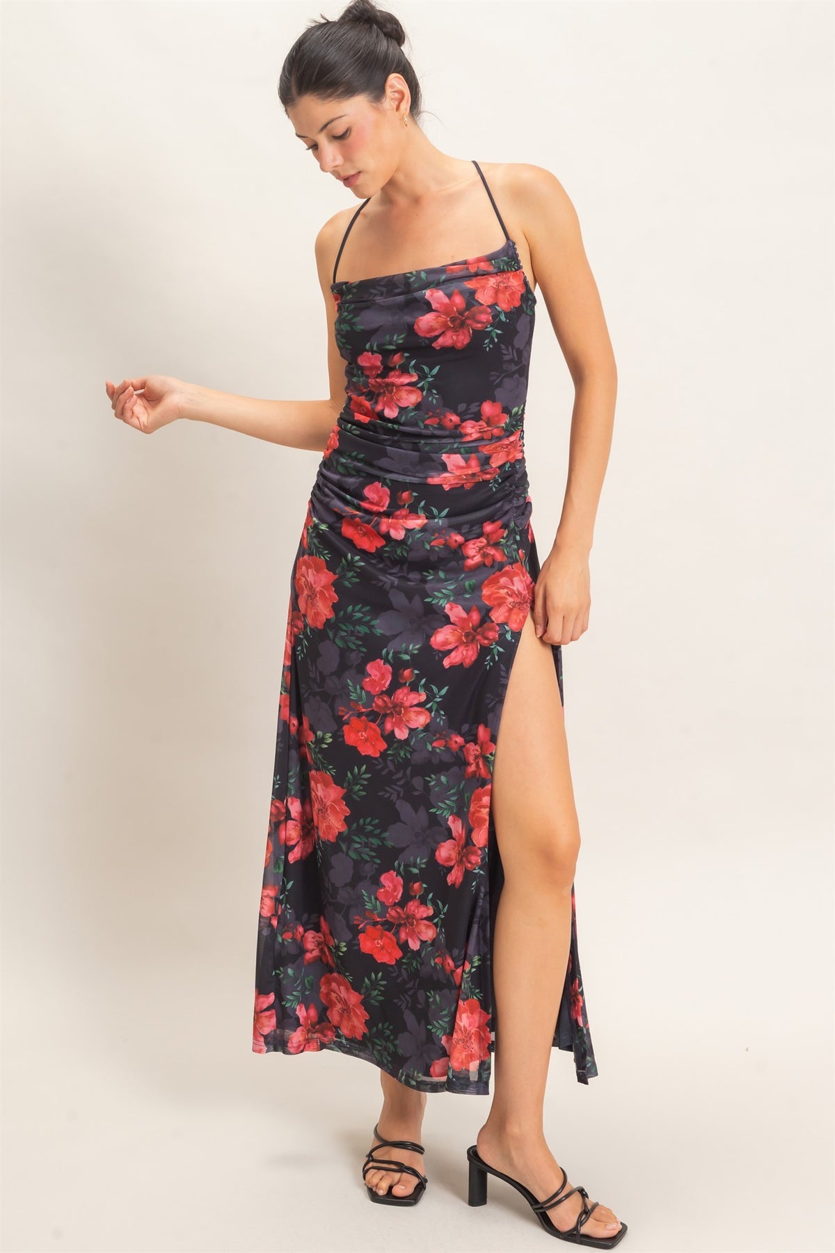 Floral Print Sleeveless Maxi Dress