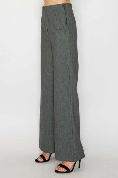herringbone high waist wide leg pants