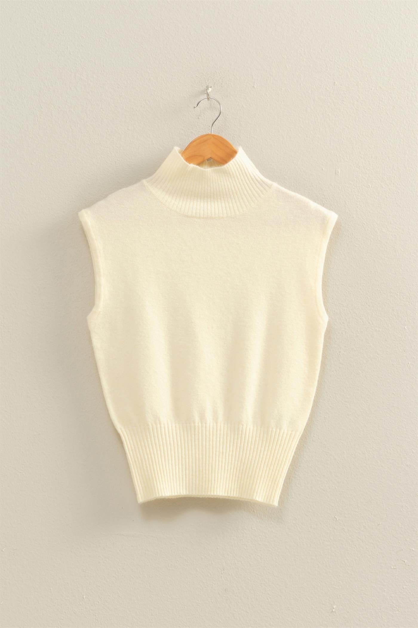 High Neck Sleeveless Knit Top