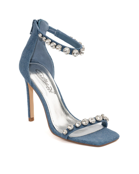 Denim Rhinestone Embellish Heels