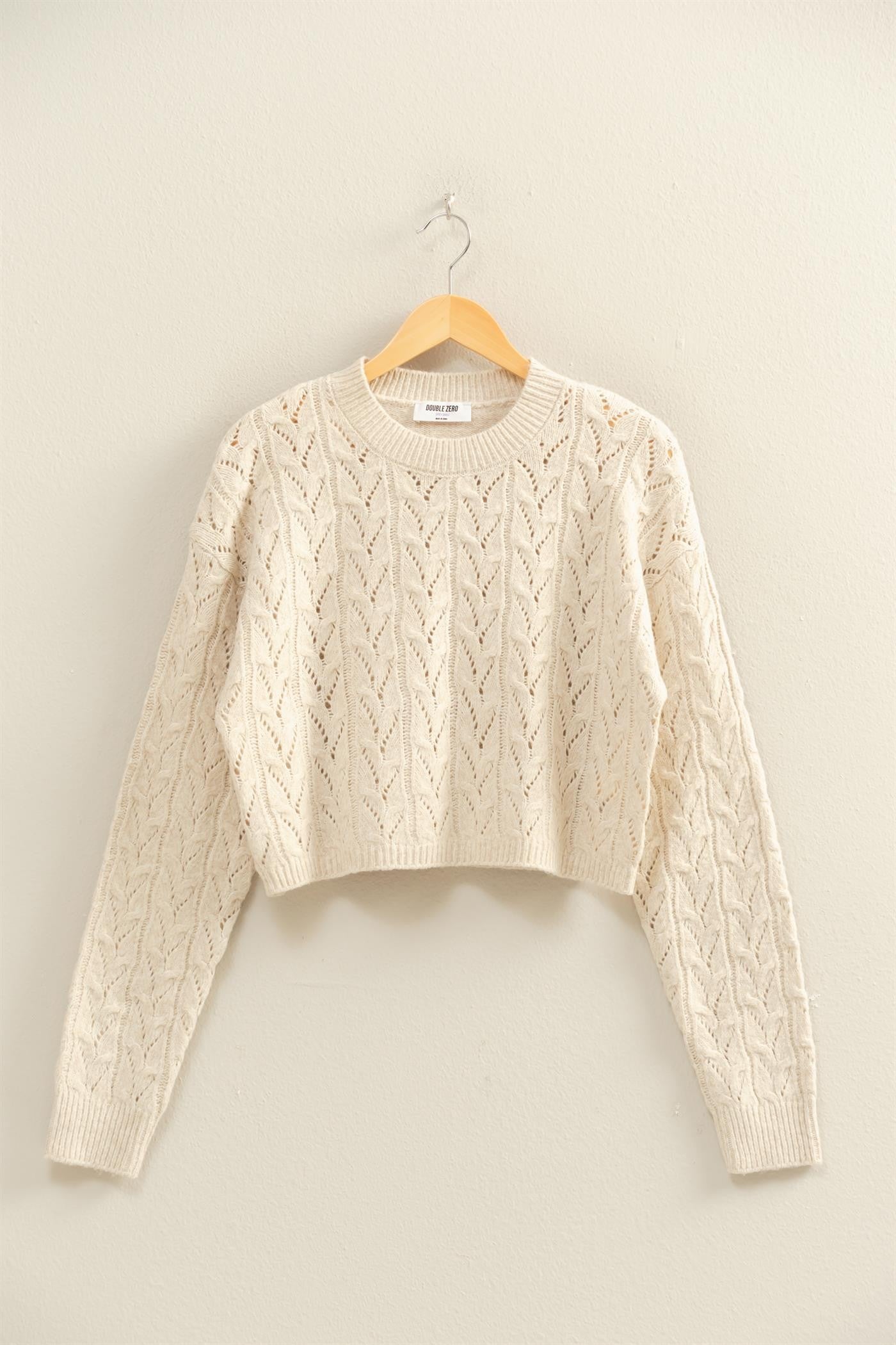 Cropped Cable Knit Sweater