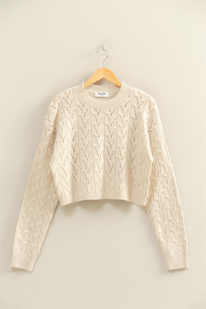 Cropped Cable Knit Sweater