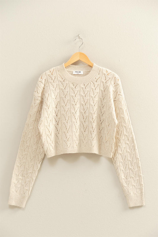 Cropped Cable Knit Sweater