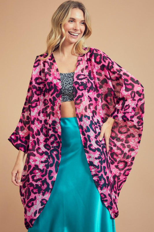 PLUS leopard sheer kimono cardigan - tarpiniangroup