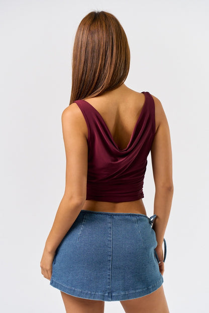 Sleeveless Cowl Neck Slinky Top