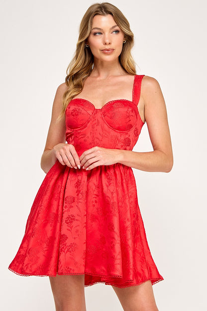 Jacquard Fit And Flare Mini Dress