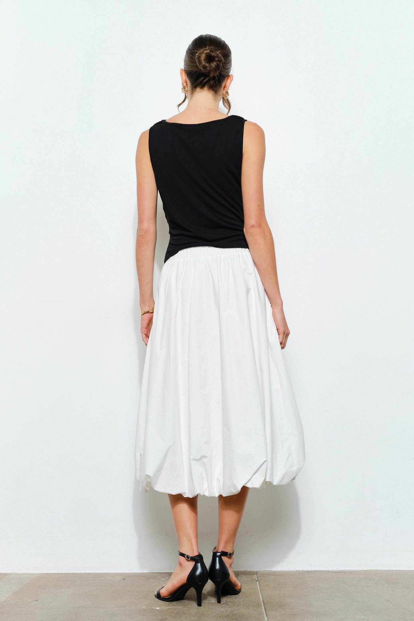 Gold Accent Draped Cowl Neck Sleeveless Top