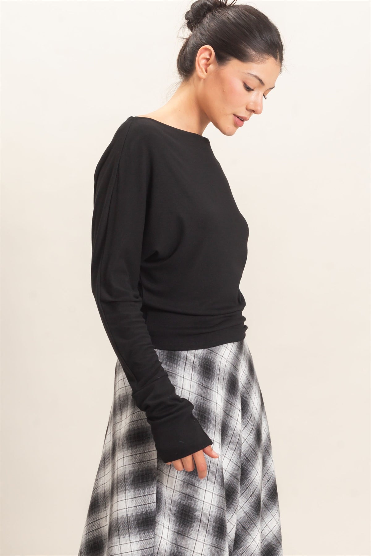 Wide Boat Neck Dolman Sleeve Top
