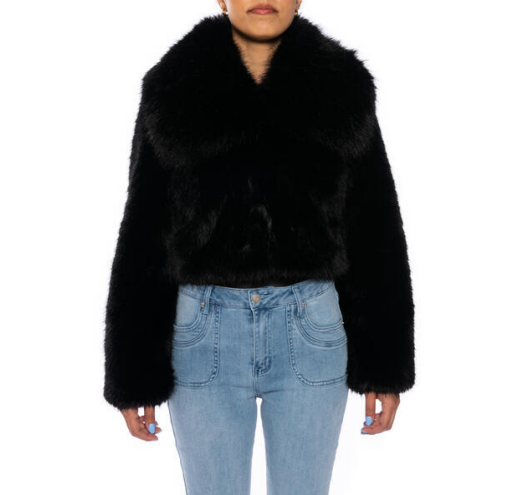cropped faux fur jacket